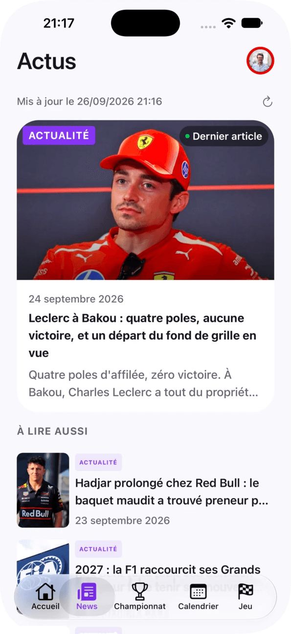 Actualités Formule 1